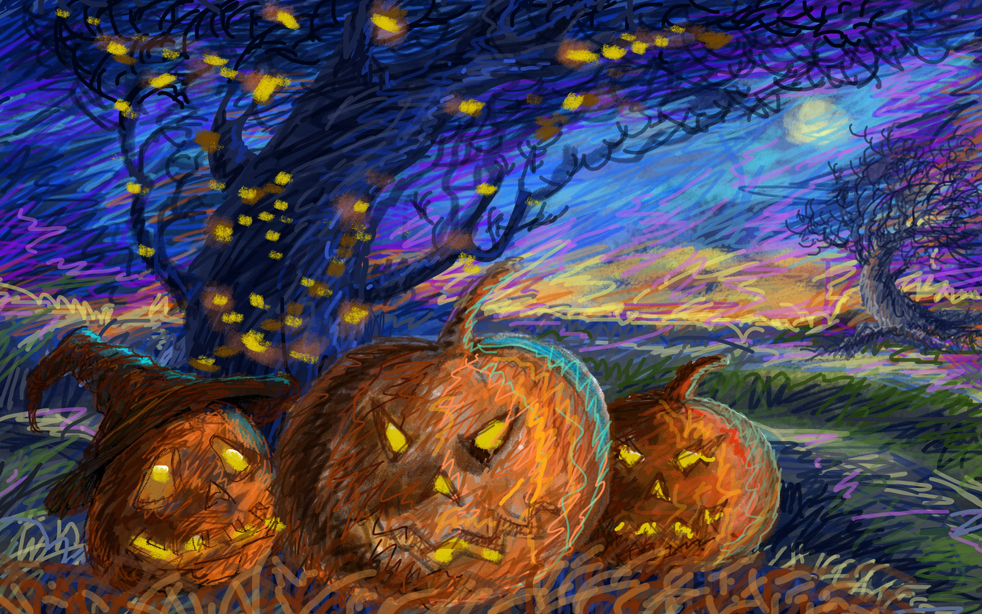 HD Wallpapers Scary Jack o'lanterns Illustrations